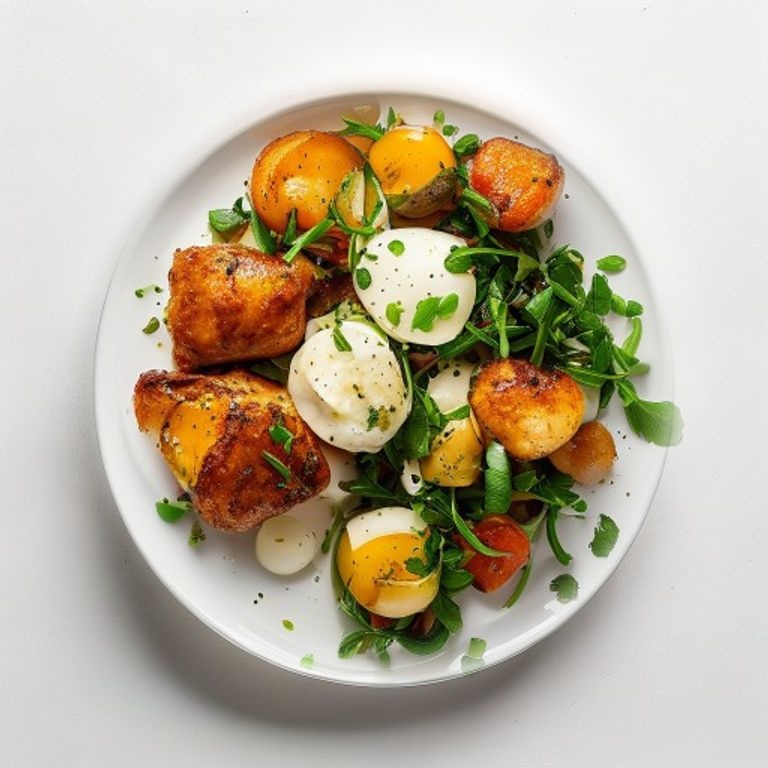 Poulet, patate douce et haricots verts