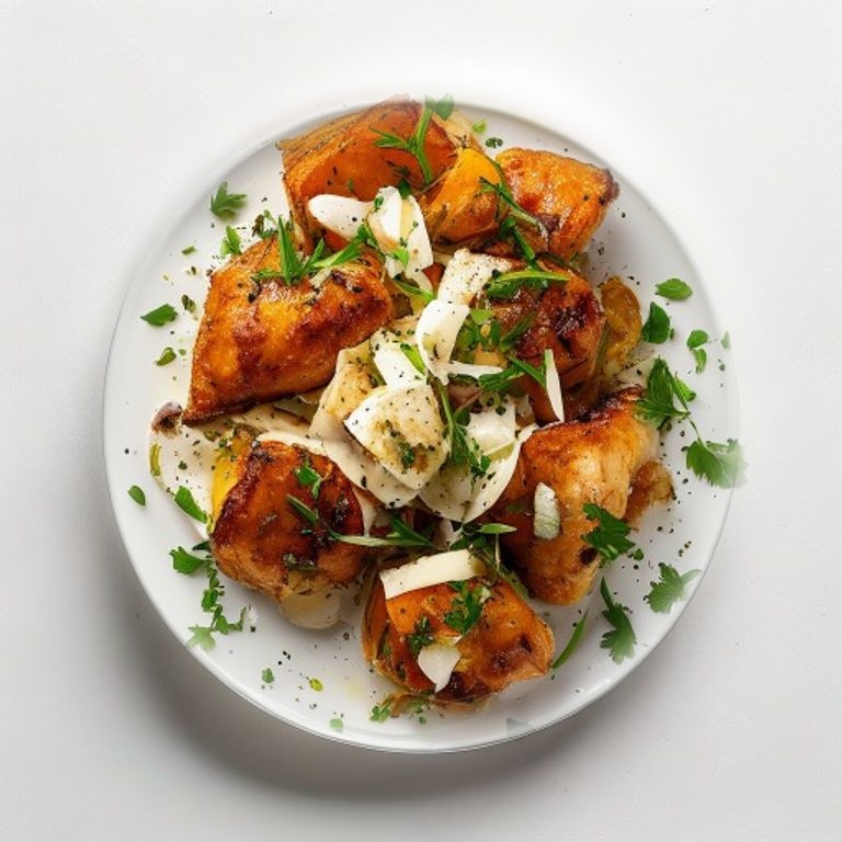 Poulet croustillant, parmesan et croûtons