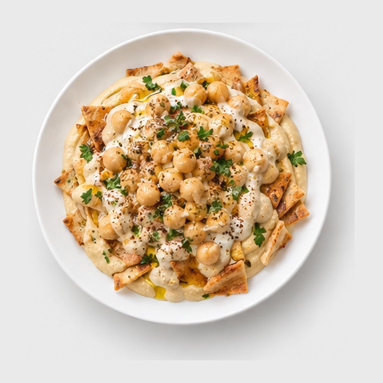 Pois chiches, pain frit et yaourt levantin façon fattet hummus