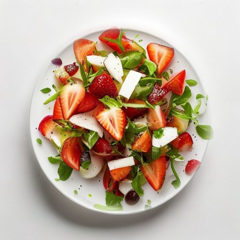 Salade de fraise, noisettes et emmental