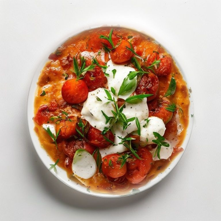Bœuf haché à la tomate, basilic et mozzarella