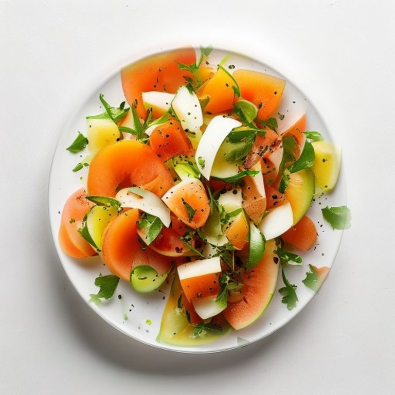 Salade de melon, abricot et noisettes