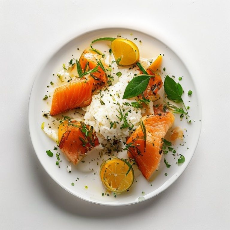 Saumon en papillote, beurre blanc au citron, riz