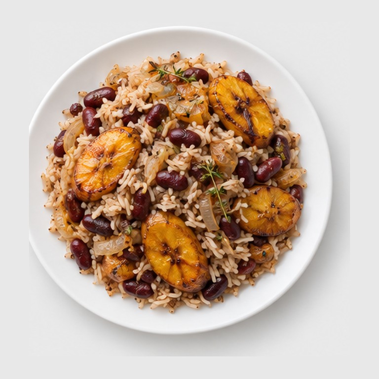 Riz mélangé aux haricots rouges et plantain façon moksi alesi