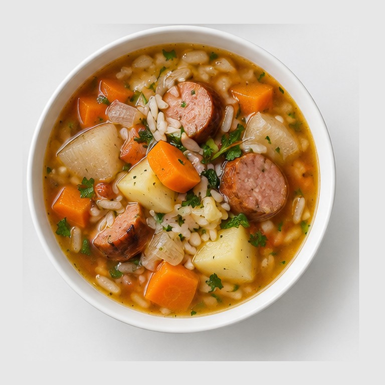 Soupe de riz et légumes au bouillon fumé façon suaasat