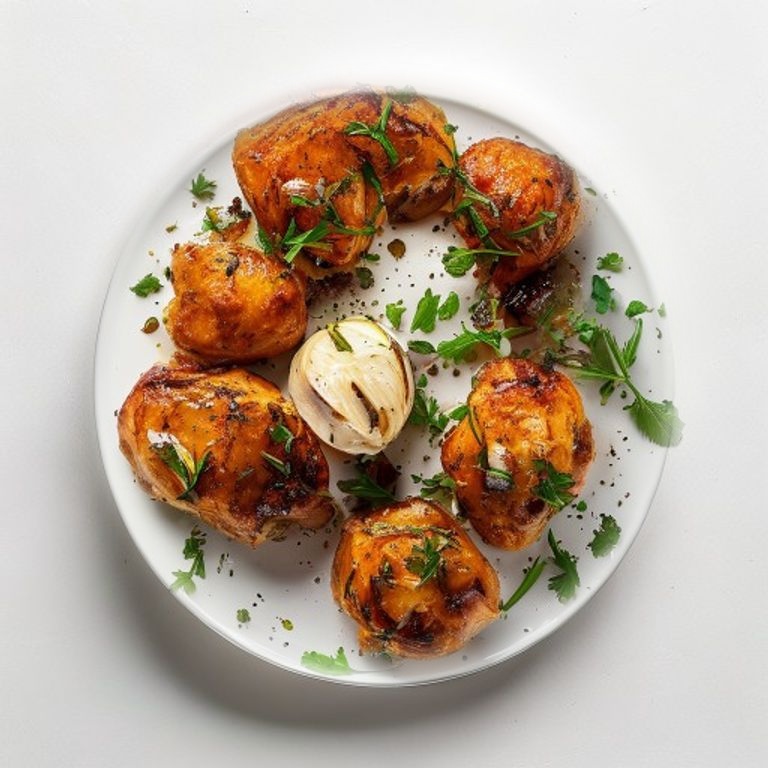 Poulet et chou-fleur rôtis à l'oignon rouge et cumin