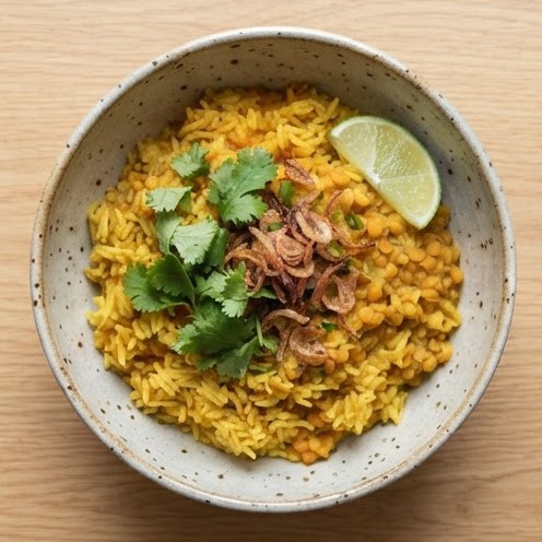 Riz aux lentilles épicé façon khichuri