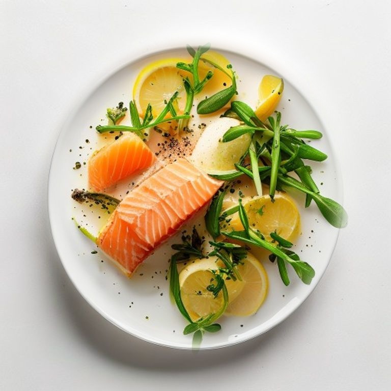 Saumon vapeur, asperges et citron