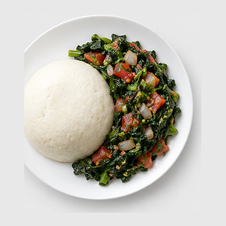 Polenta de maïs aux feuilles vertes façon ugali na sukuma wiki