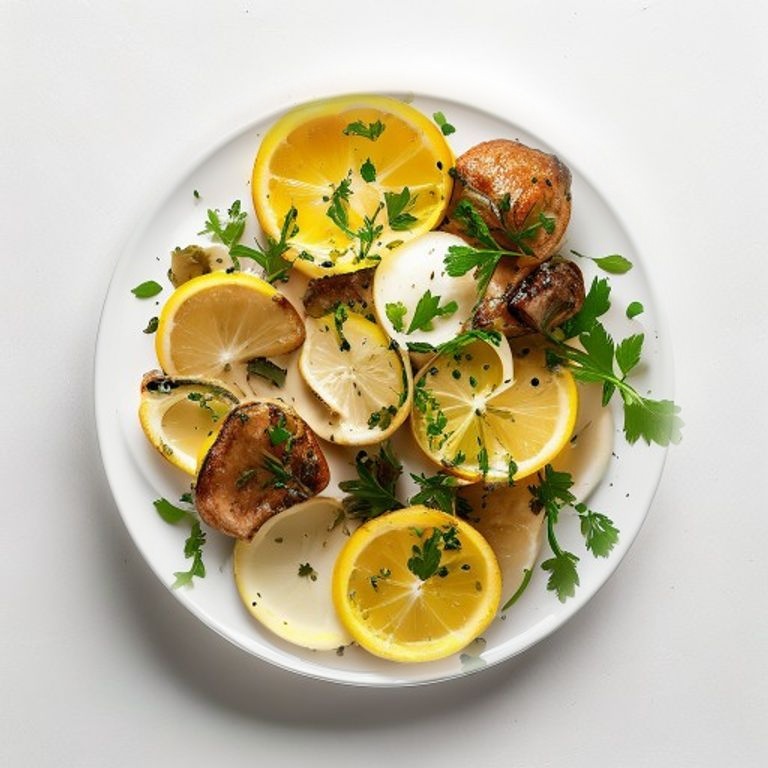 Poulet, champignons shiitake, citron et persil