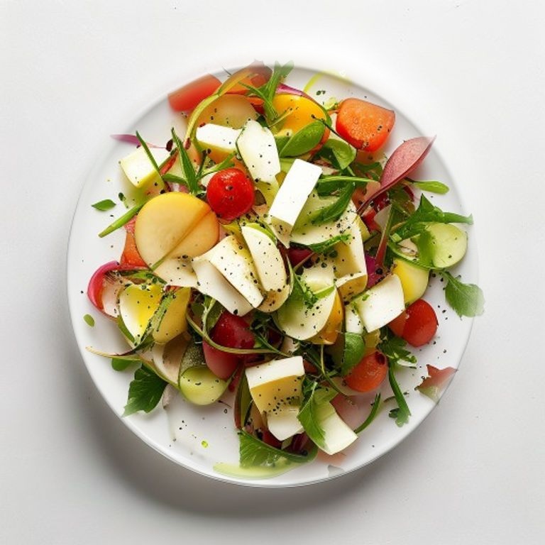 Salade de poire, endives, emmental et noisettes