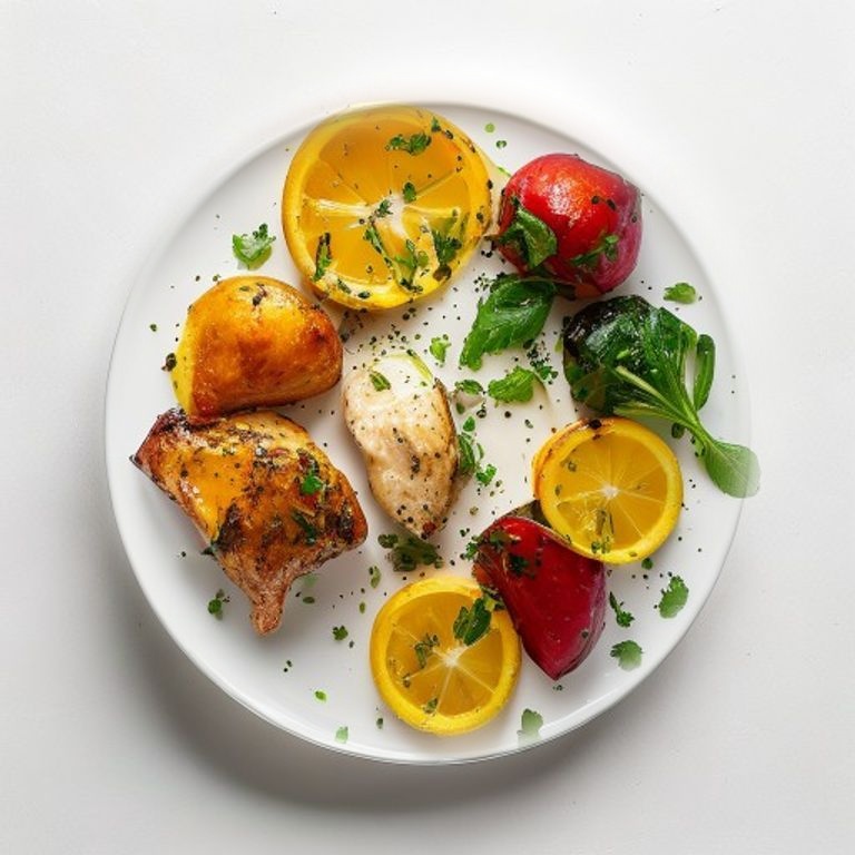 Poulet, poivron, artichauts et citron