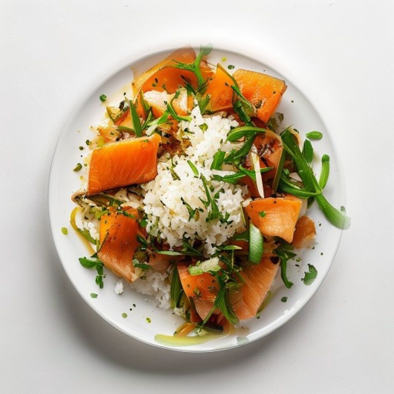 Saumon, riz et endives braisées