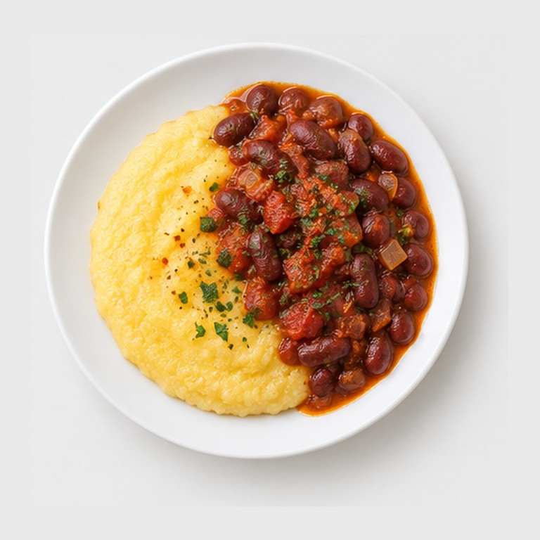 Polenta de maïs aux haricots en sauce tomate façon xima com feijão
