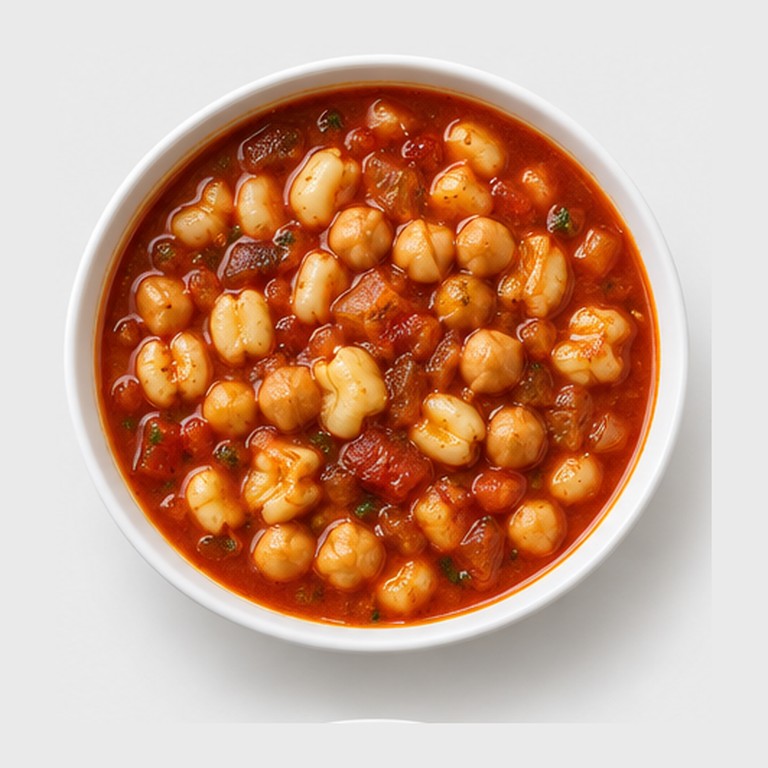 Soupe de maïs hominy aux pois chiches façon pozole rojo végétarien