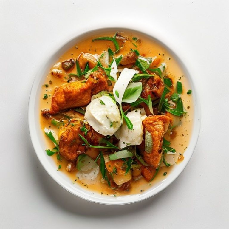 Poulet au lait de coco, épinards et curcuma
