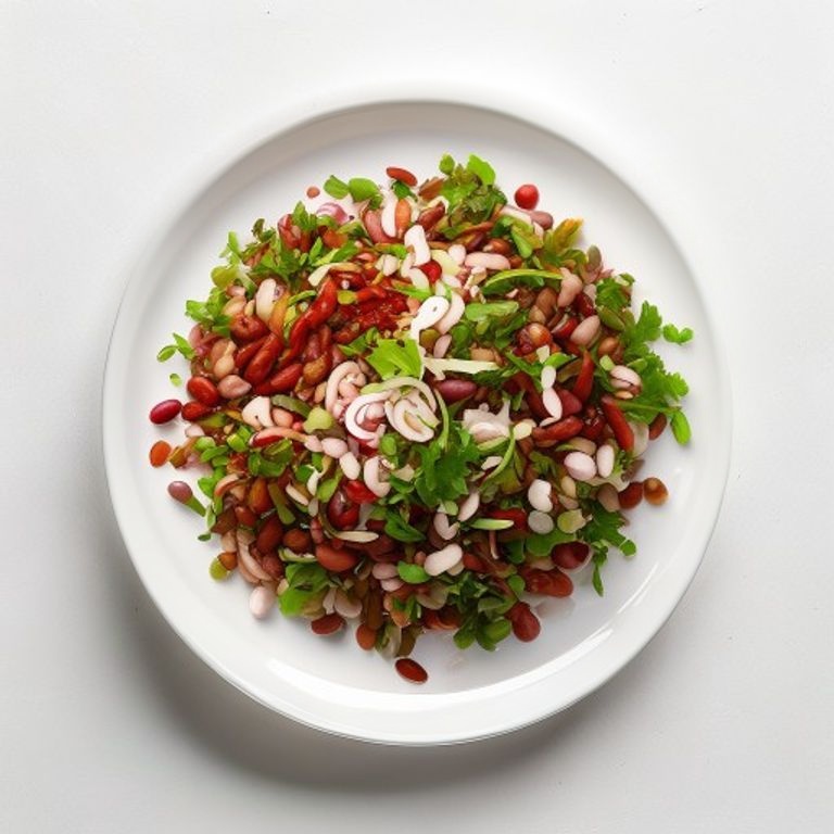 Salade de haricots rouges, oignon rouge et coriandre