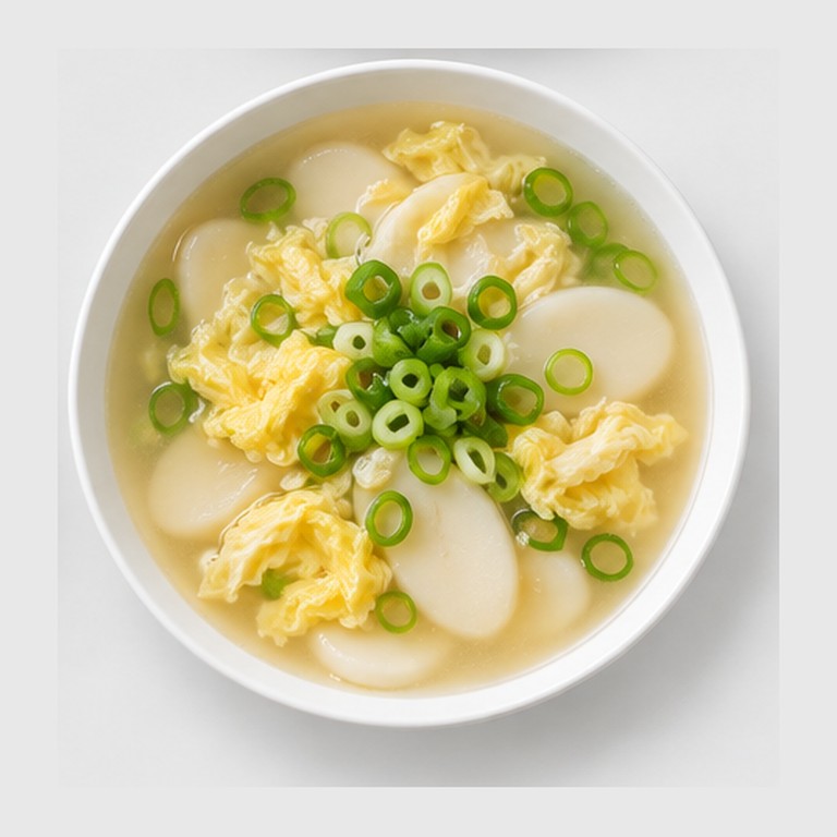 Soupe de galets de riz façon tteok-guk (Corée)