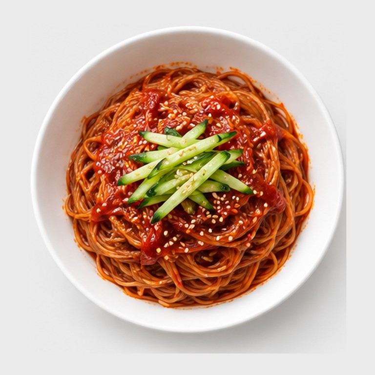 Nouilles froides épicées coréennes façon bibim guksu