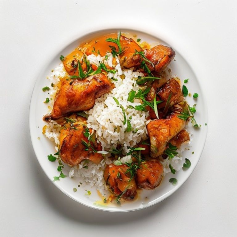 Riz cantonais aux restes de poulet et champignons
