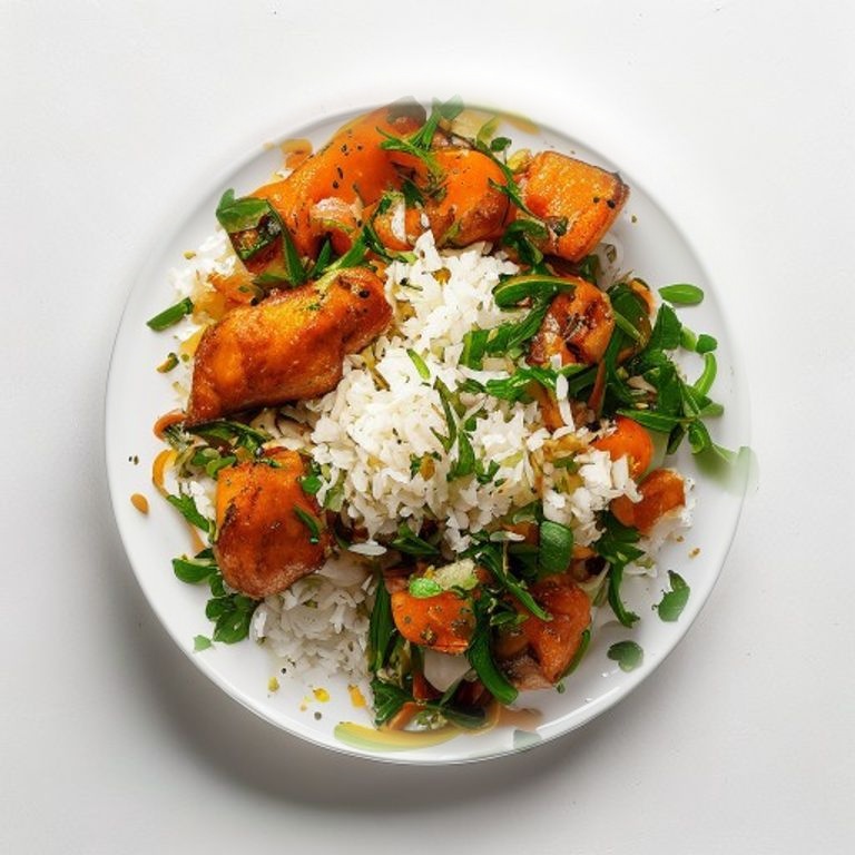 Poulet, riz et haricots verts au paprika fumé