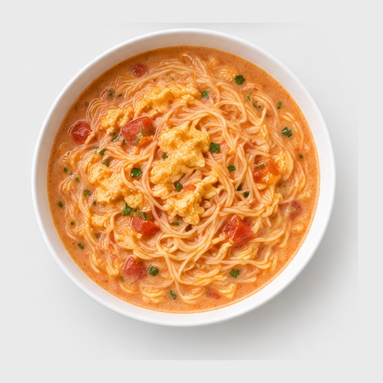 Soupe créole aux pâtes et à l'œuf façon sopa criolla