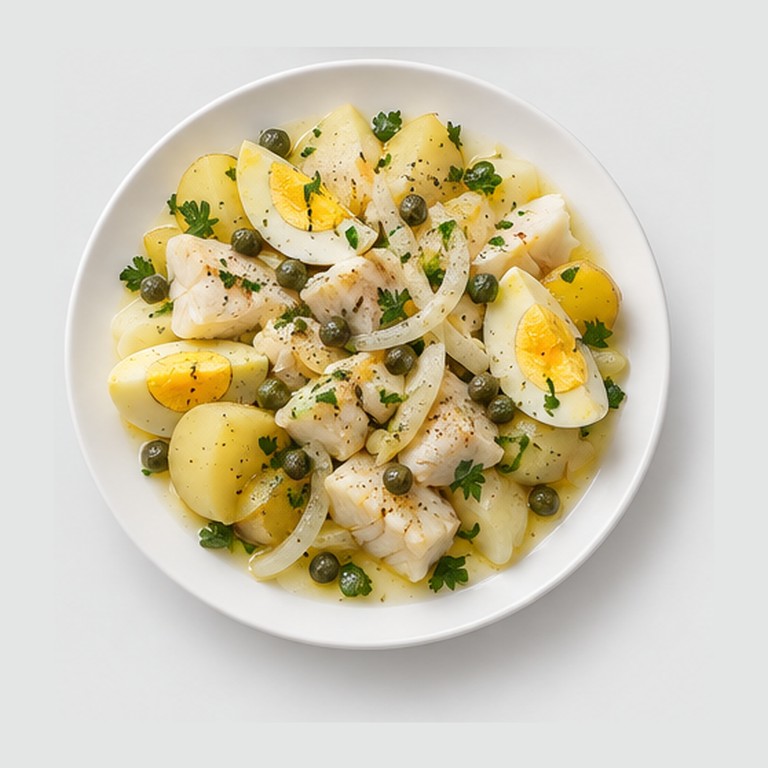 Morue et pommes de terre au beurre de câpres façon codfish and potatoes à la bermudienne