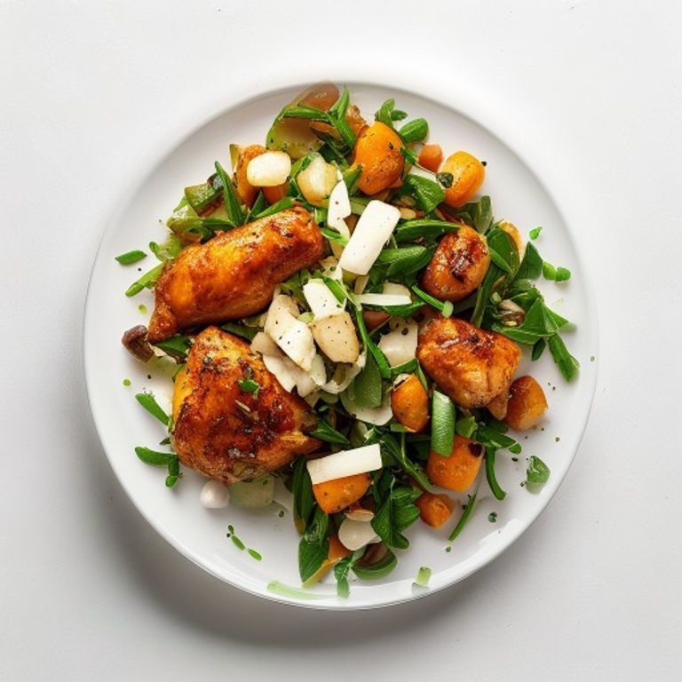 Poulet, haricots verts et amandes