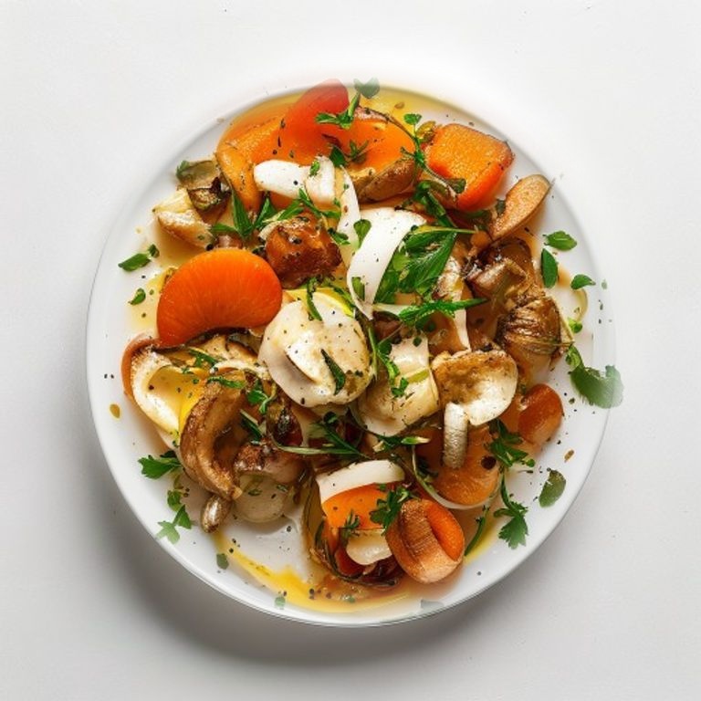 Poulet, champignons shiitake, carotte et sauce soja