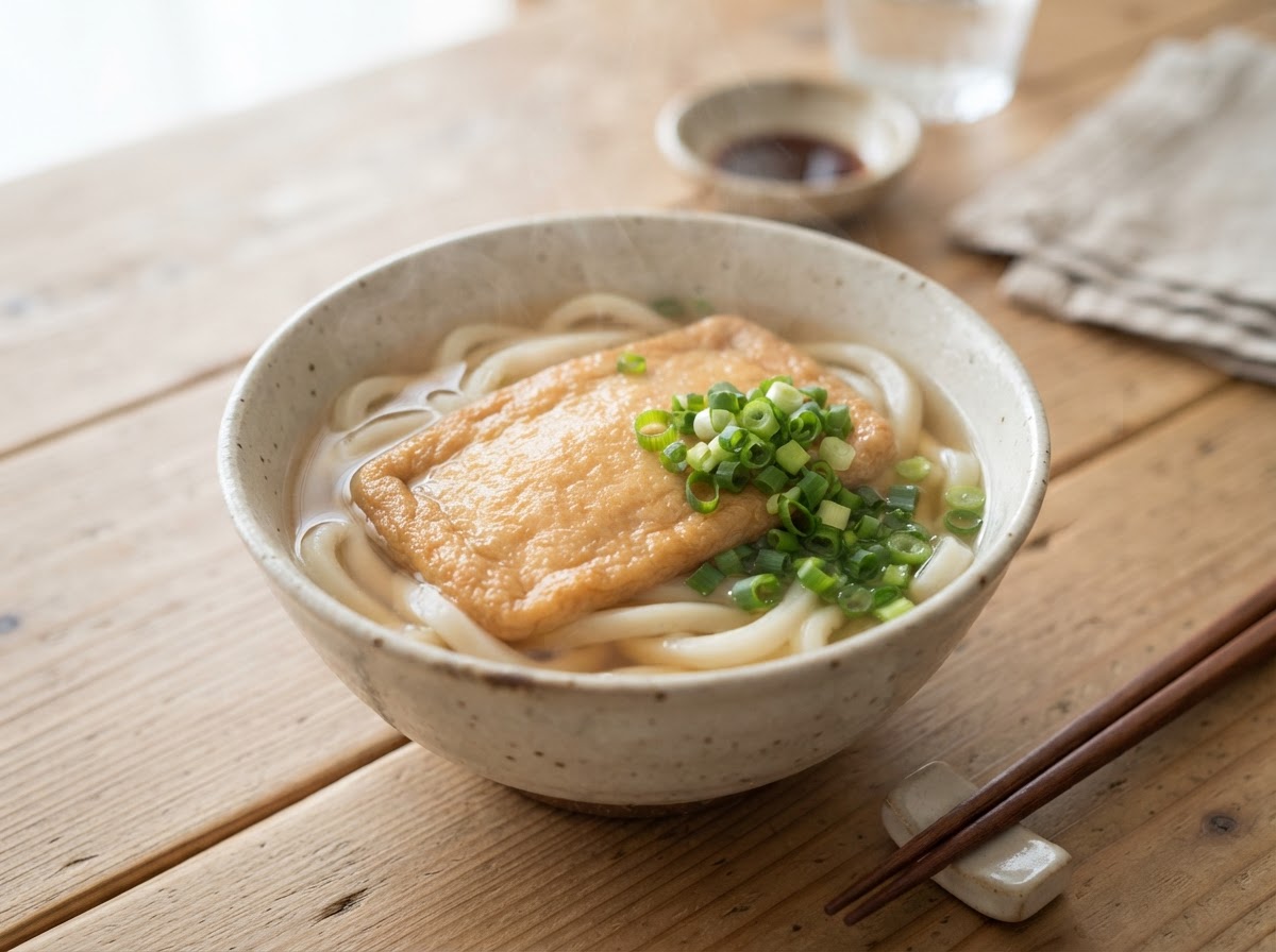 Udon au tofu frit façon kitsune udon