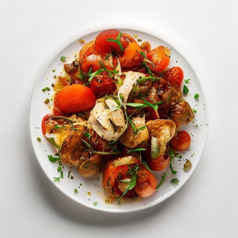 Poulet, pois chiches, tomate et cumin