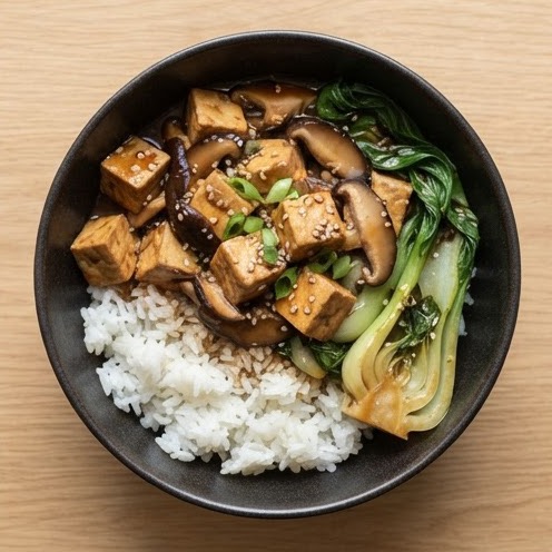 Riz au tofu braisé façon lu rou fan végétarien