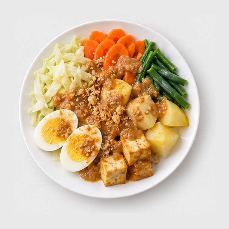 Salade tiède à la sauce cacahuète façon gado-gado