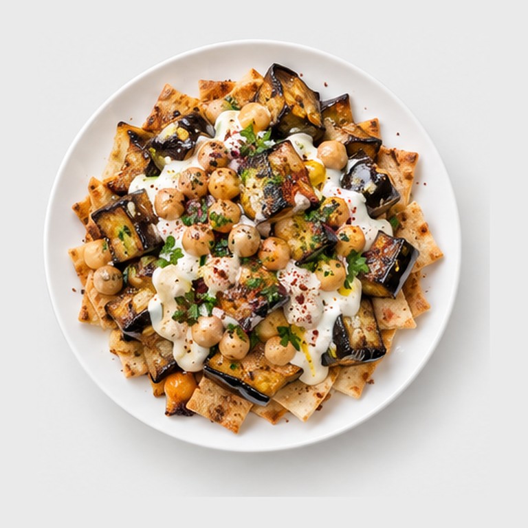 Pain grillé, aubergine et yaourt façon fatteh libanais