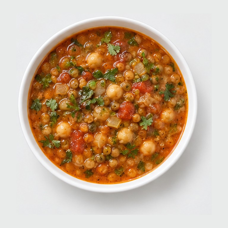Soupe aux lentilles et pois chiches façon harira végétarienne