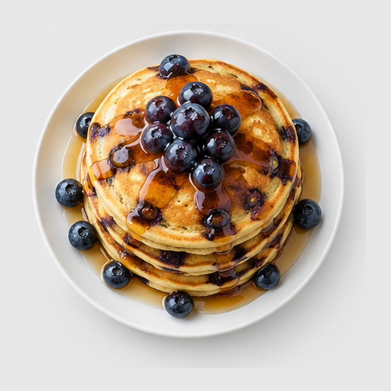 Petit-déjeuner américain façon pancakes aux myrtilles