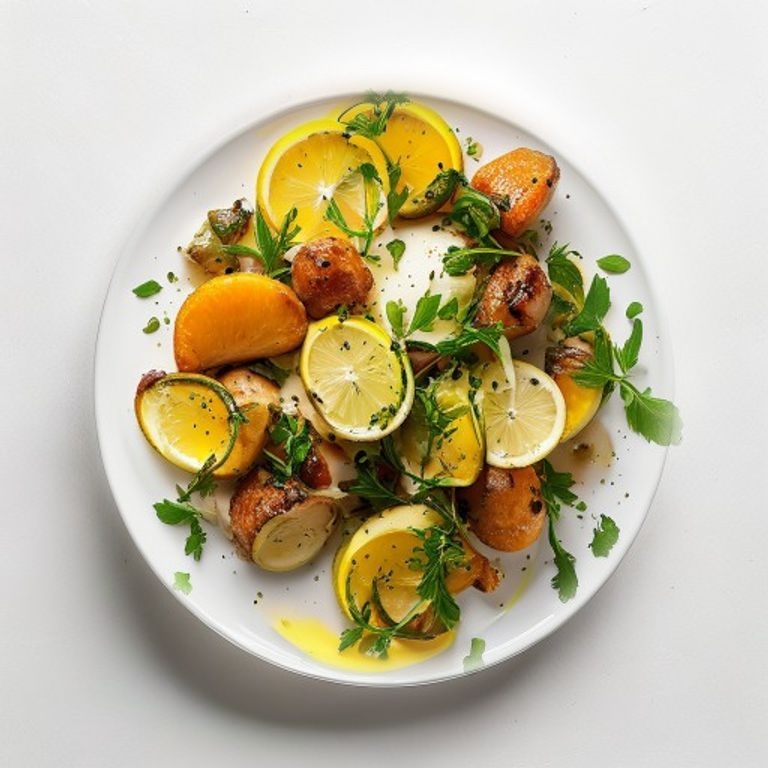 Poulet aux artichauts, citron et persil
