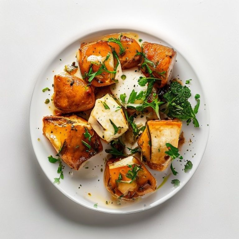 Poulet, tofu, chou-fleur, sauce soja