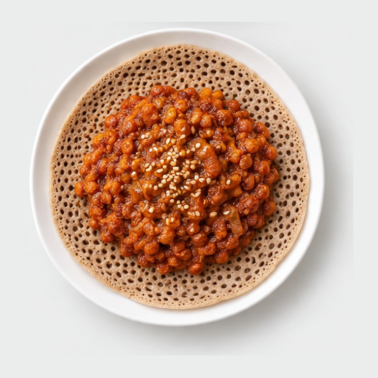 Crêpe éthiopienne aux lentilles rouges façon injera au sésame et misir wat