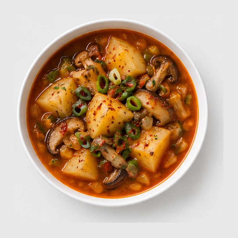 Bouillon pomme de terre façon gamja tang végétarien (Corée)