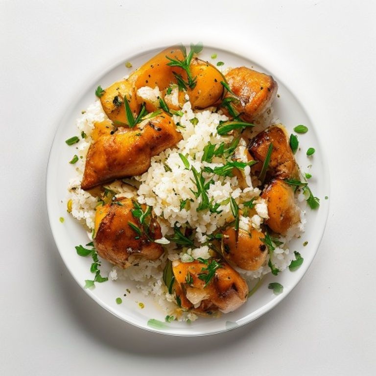 Poulet aux poireaux et riz