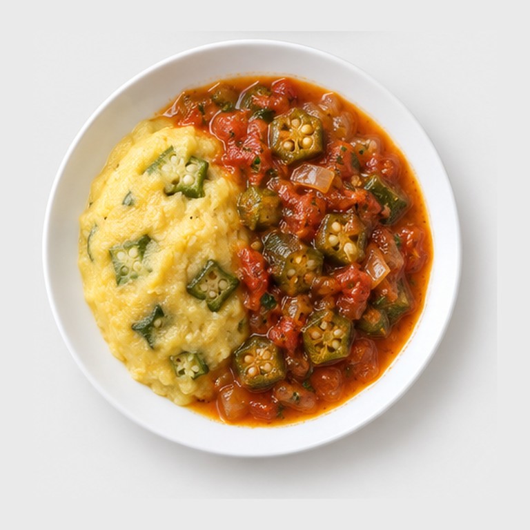Polenta à l'okra façon cou-cou végétarien