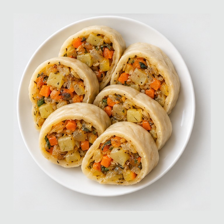 Rouleau de pâte aux légumes cuit à la vapeur façon oromo