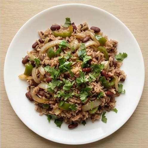 Riz frit aux haricots rouges façon gallo pinto