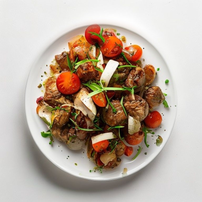 Bœuf haché, artichauts et tomate