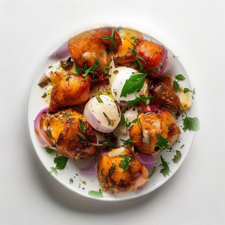 Poulet, poivron et oignon rouge au cumin