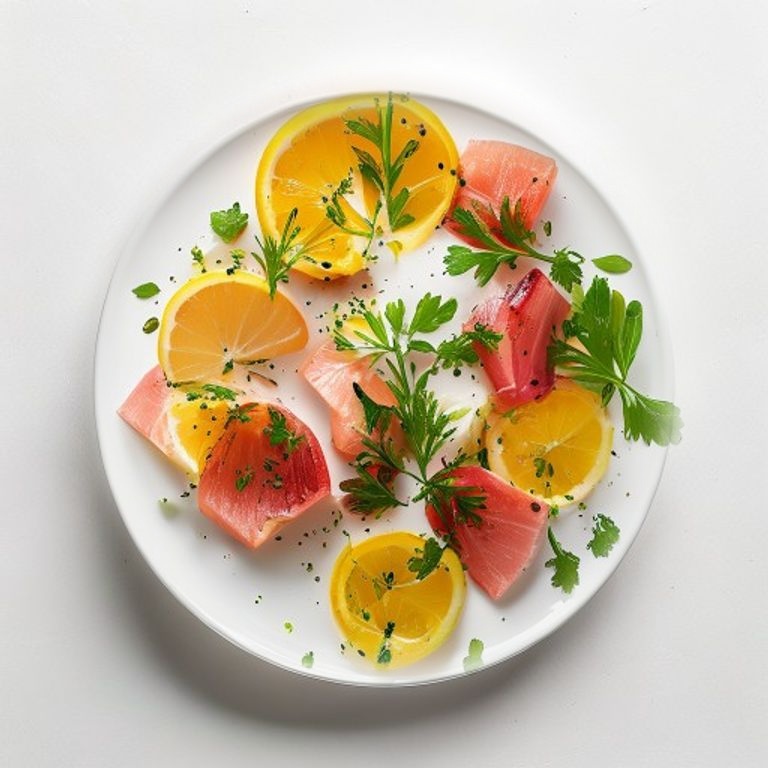 Saumon, radis, citron et persil