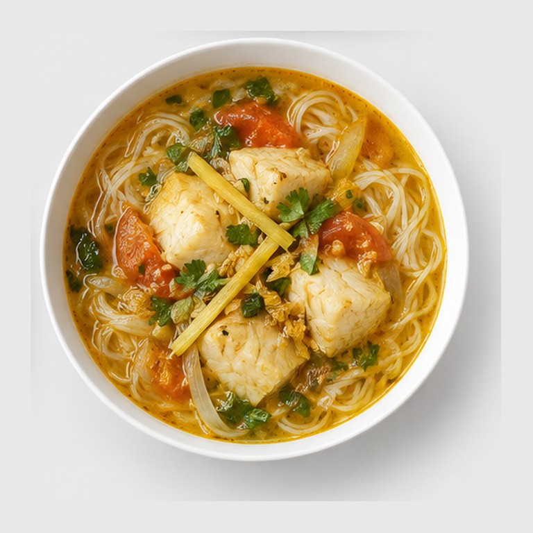 Soupe de poisson aux vermicelles de riz façon mohinga simplifié