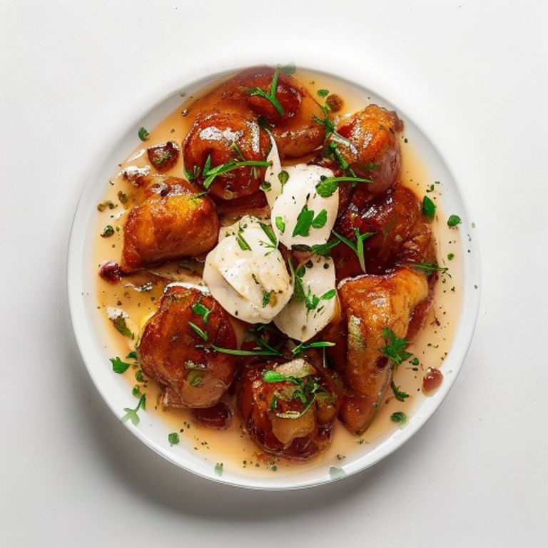 Poulet à l'oignon rouge et vinaigre de vin rouge