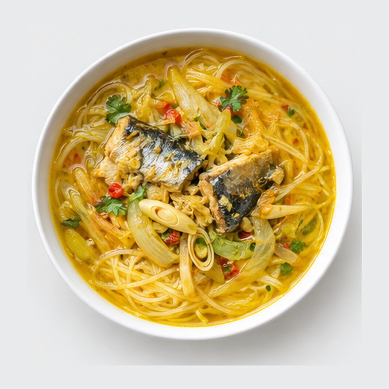 Soupe de vermicelles aux sardines et citronnelle façon mohinga simplifié